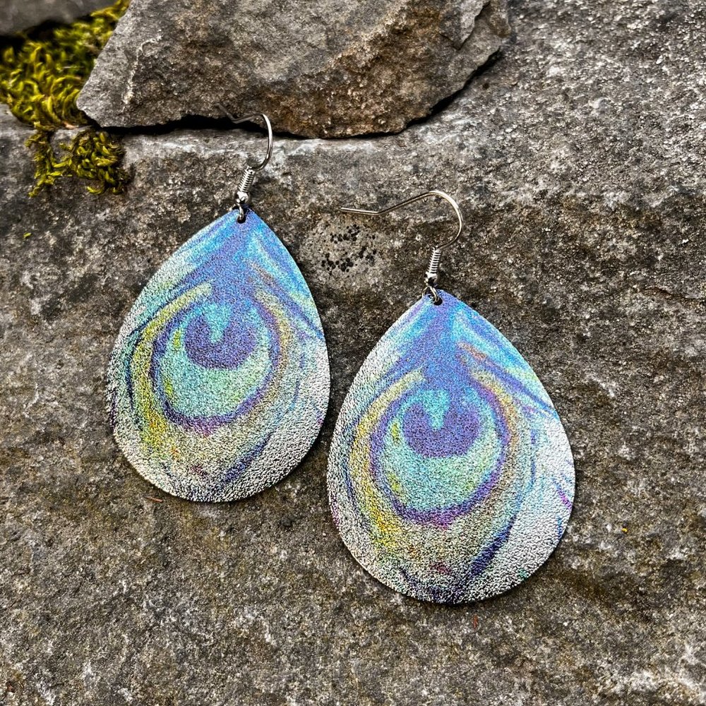 Peacock Teardrop Earrings - Picture 5 of 5